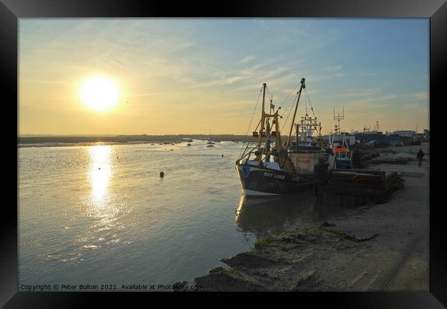 A Serene Evening at Old Leigh Fishing Village Framed Print by Peter Bolton