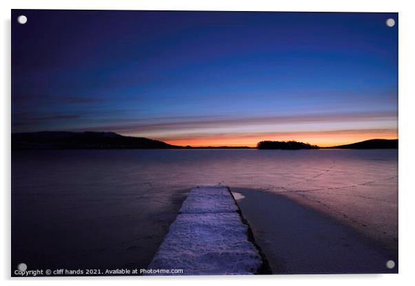 Loch Leven pier at sunrise. Acrylic by Scotland's Scenery