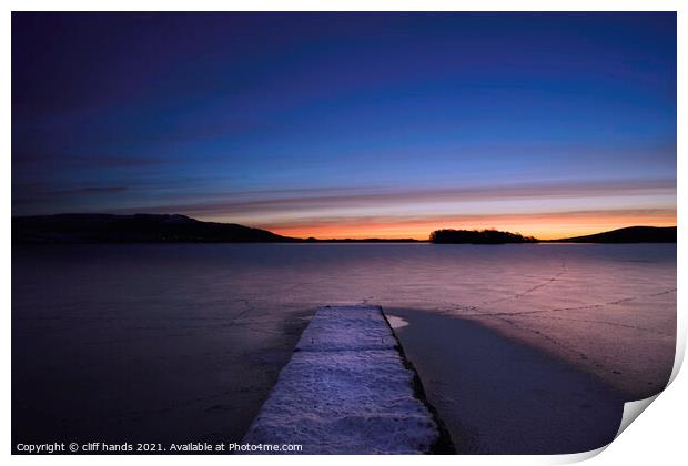 Loch Leven pier at sunrise. Print by Scotland's Scenery
