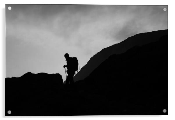 Silhouette of mountain guide  Acrylic by Christopher Stores