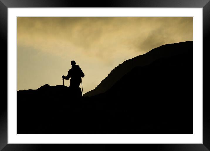 Mountain Guide approaches the summit Framed Mounted Print by Christopher Stores