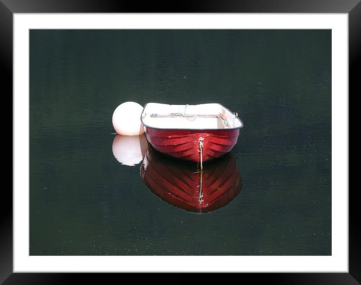 Red boat Framed Mounted Print by Lynn Bolt