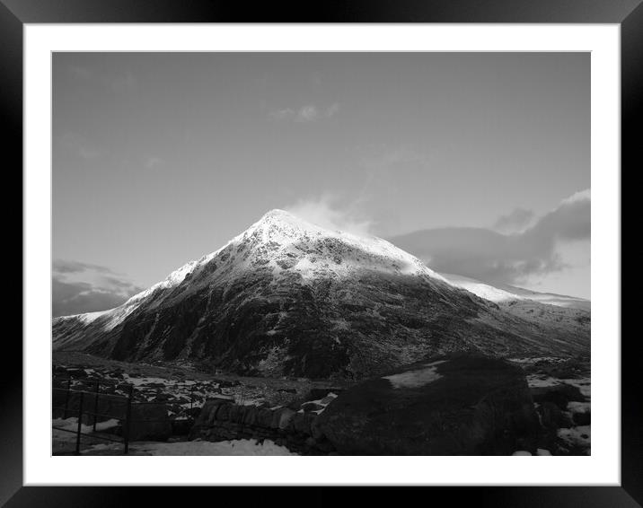 Black and White mountain in Snowdonia Framed Mounted Print by Christopher Stores