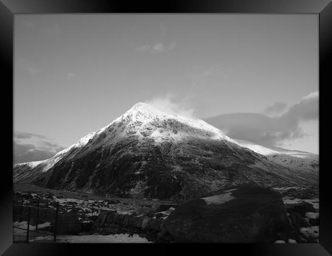Black and White mountain in Snowdonia Framed Print by Christopher Stores
