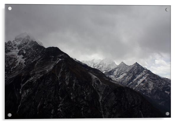 Black and White Mountains, Nepal Acrylic by Christopher Stores