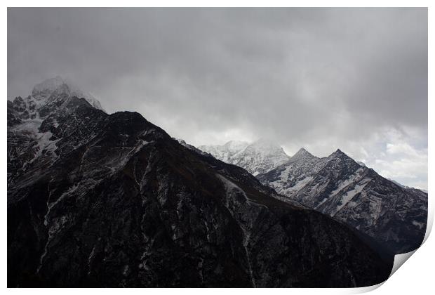 Black and White Mountains, Nepal Print by Christopher Stores