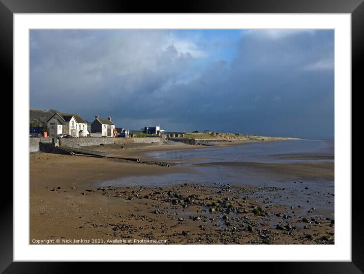 Pendine Beach between Sunshine and Heavy Showers Framed Mounted Print by Nick Jenkins