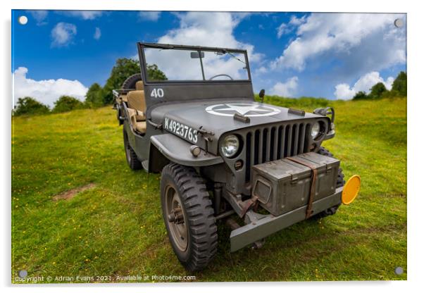 Willys Military Jeep Acrylic by Adrian Evans