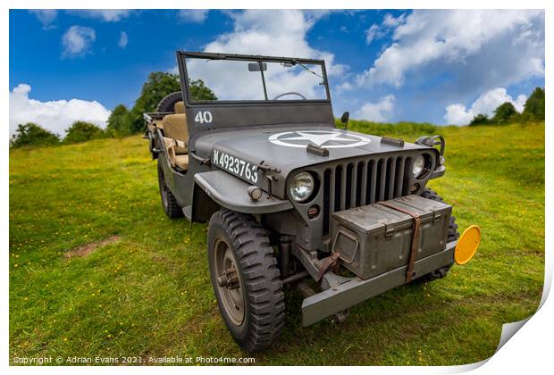 Willys Military Jeep Print by Adrian Evans