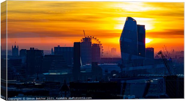 Westminster Sunset Canvas Print by Simon Belcher