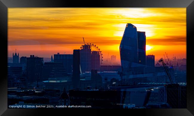 Westminster Sunset Framed Print by Simon Belcher