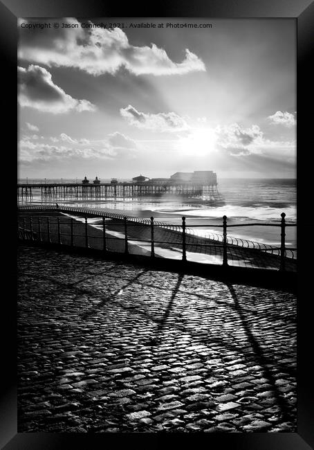 Blackpool In Black And White. Framed Print by Jason Connolly