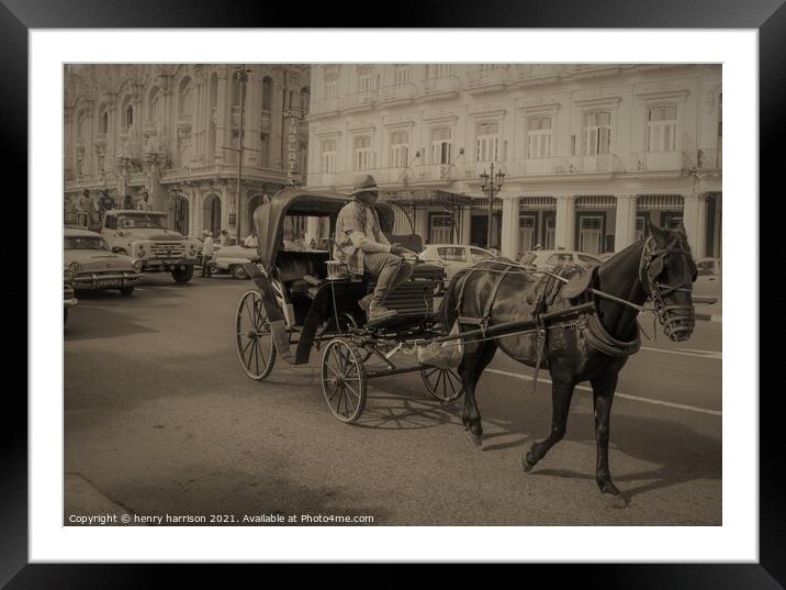 Havana Centro Taxi Framed Mounted Print by henry harrison