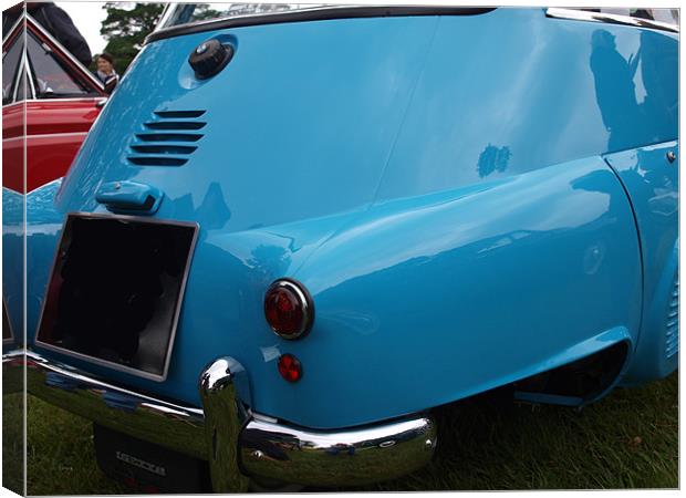 Blue Isetta bubble car rear end and light Canvas Print by Allan Briggs