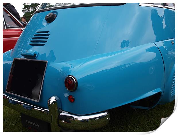 Blue Isetta bubble car rear end and light Print by Allan Briggs