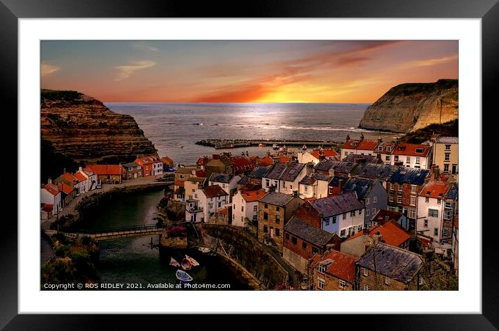 "Lighting up Staithes" Framed Mounted Print by ROS RIDLEY