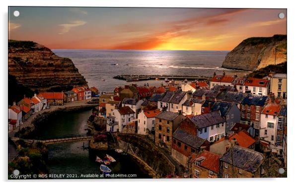 "Lighting up Staithes" Acrylic by ROS RIDLEY