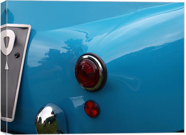 Blue Isetta bubble car rear light Canvas Print by Allan Briggs