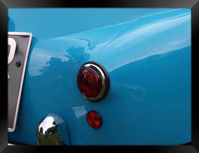 Blue Isetta bubble car rear light Framed Print by Allan Briggs