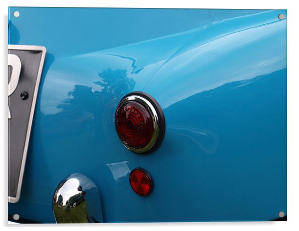 Blue Isetta bubble car rear light Acrylic by Allan Briggs
