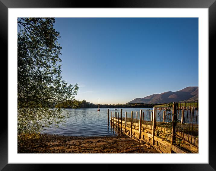 Sunlit jetty in the Lake District  Framed Mounted Print by Vicky Outen