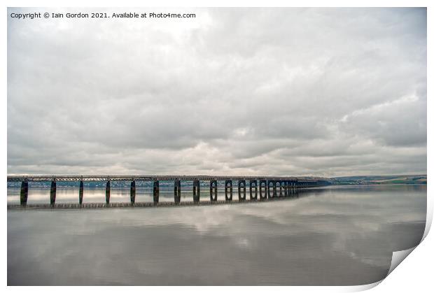 Tay Rail Bridge - Dundee Scotland Print by Iain Gordon