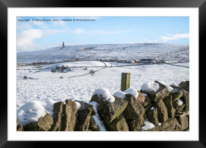 Snowy Views of Darwen Tower Framed Mounted Print by Gary Kenyon