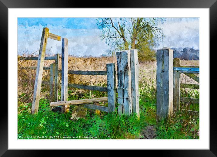 Wooden Countryside Stile Painterly Framed Mounted Print by Geoff Smith