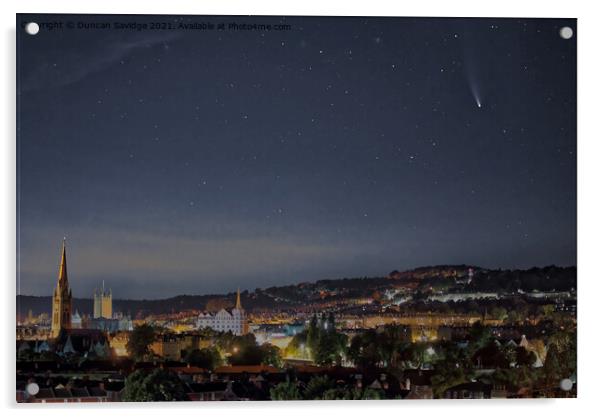 Comet Neowise over the city of Bath Acrylic by Duncan Savidge