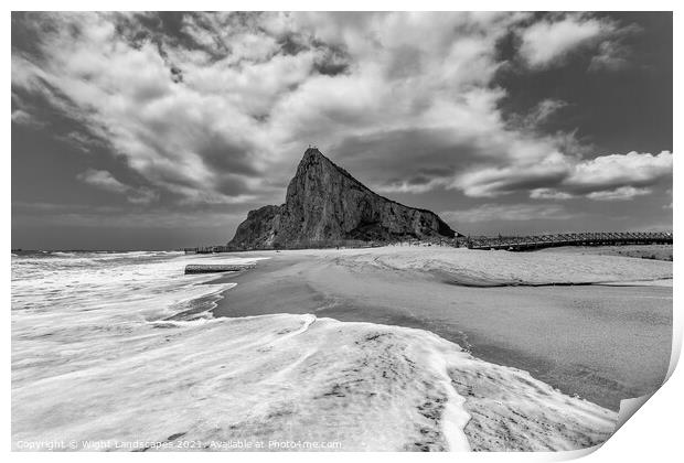 Lavante Cloud Over Gibraltar BW Print by Wight Landscapes