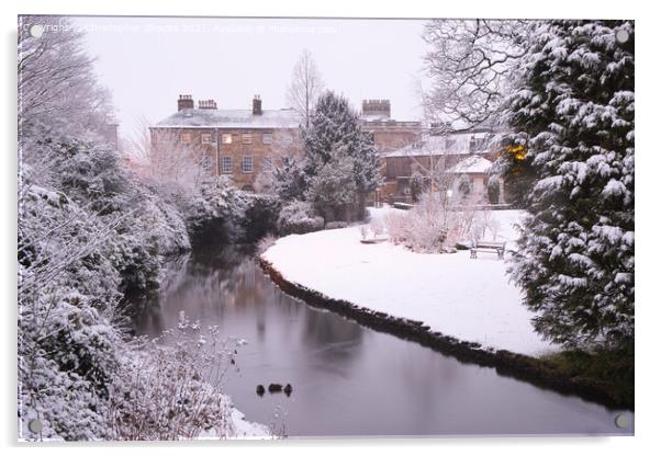 River Wye running through the snowy town of Buxton Acrylic by Christopher Shoults