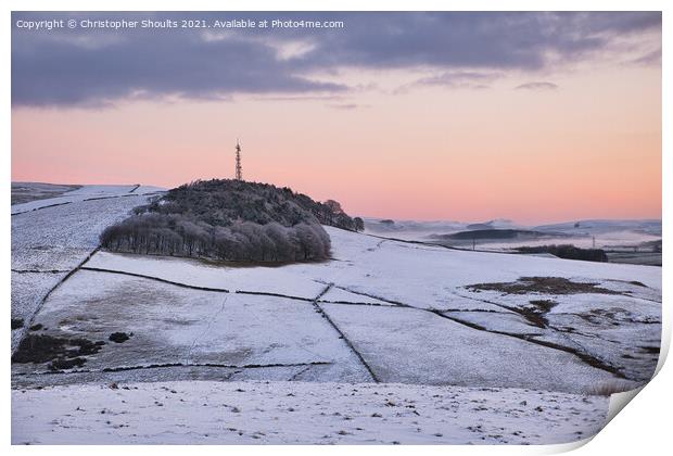 A snow covered Brown Edge woods in Buxton during s Print by Christopher Shoults