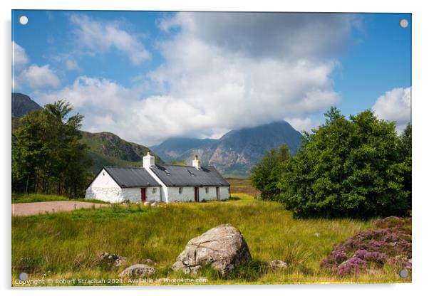 Majestic Buachaille and Rustic Black Rock Cottage Acrylic by Robert Strachan