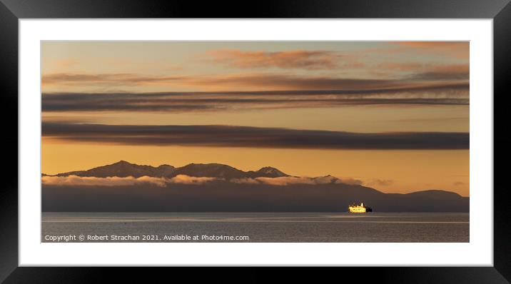 Majestic Sunset Ship Framed Mounted Print by Robert Strachan