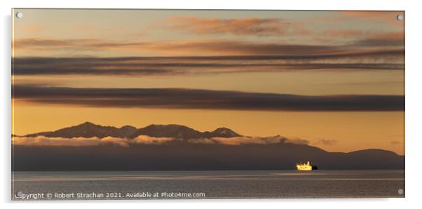 Majestic Sunset Ship Acrylic by Robert Strachan
