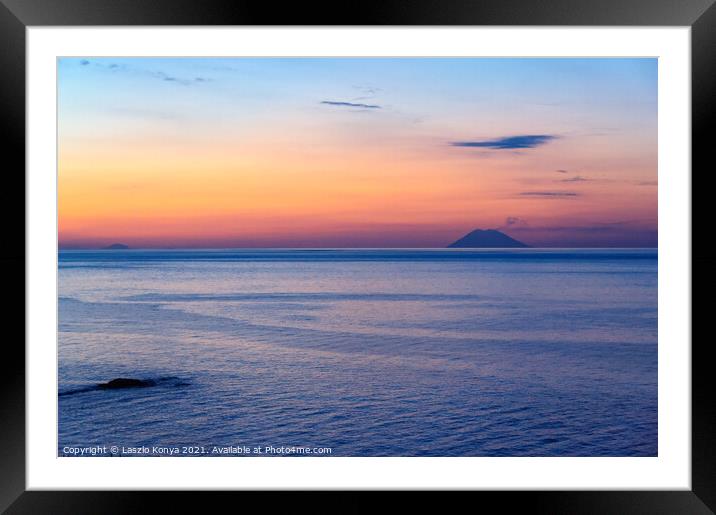 Twilight over the Tyrrhenian Sea - Tropea Framed Mounted Print by Laszlo Konya