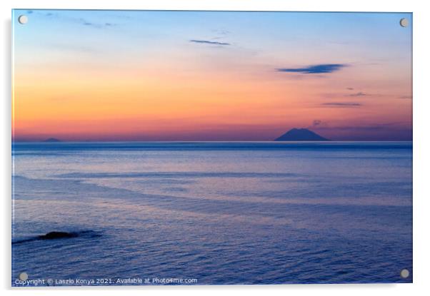 Twilight over the Tyrrhenian Sea - Tropea Acrylic by Laszlo Konya