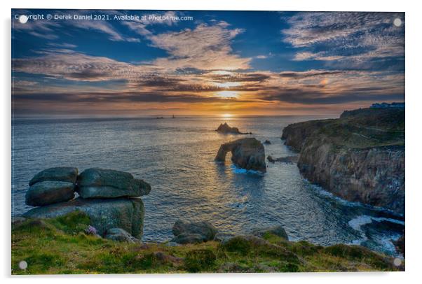 Stunning Sunset over Cornwalls Seascape Acrylic by Derek Daniel