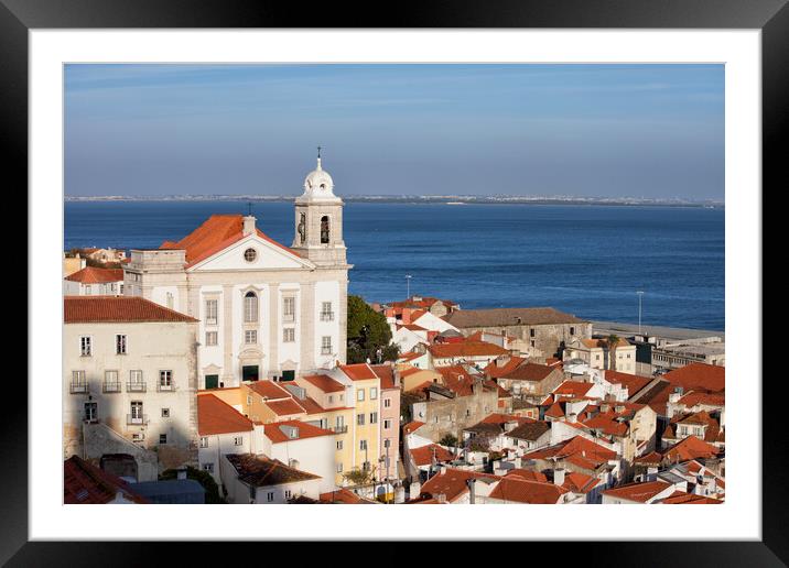 City of Lisbon Alfama Cityscape in Portugal Framed Mounted Print by Artur Bogacki