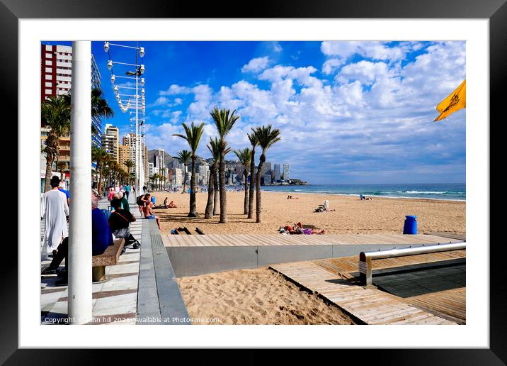 Levante beach at Benidorm in Spain. Framed Mounted Print by john hill