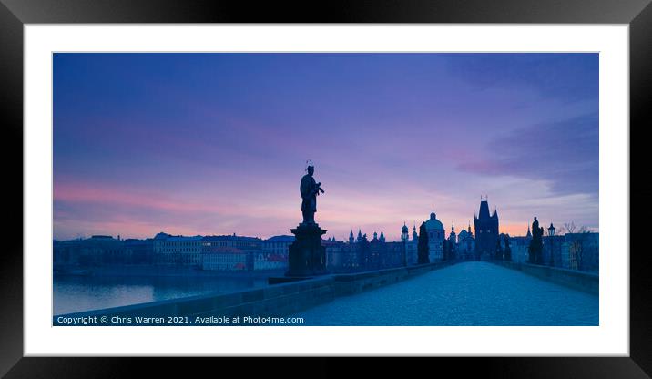 Charles Bridge Prague Czech Republic at dawn Framed Mounted Print by Chris Warren