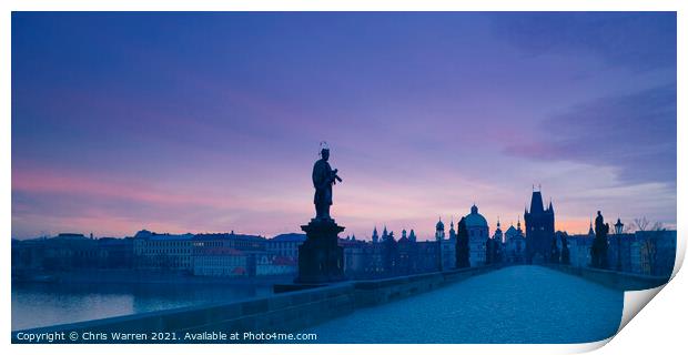 Charles Bridge Prague Czech Republic at dawn Print by Chris Warren