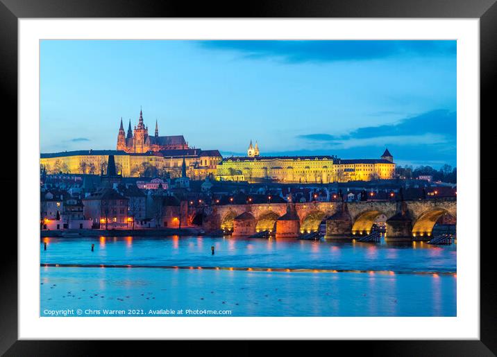 Charles Bridge & Vltava River Prague Czech Republi Framed Mounted Print by Chris Warren