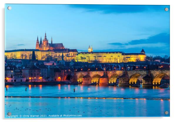 Charles Bridge & Vltava River Prague Czech Republi Acrylic by Chris Warren