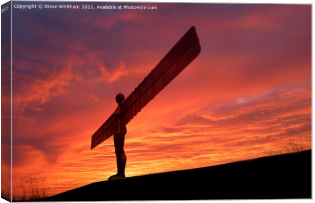 Angel of the North at Sunset Canvas Print by Steve Whitham