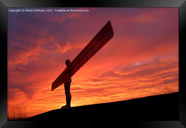 Angel of the North at Sunset Framed Print by Steve Whitham