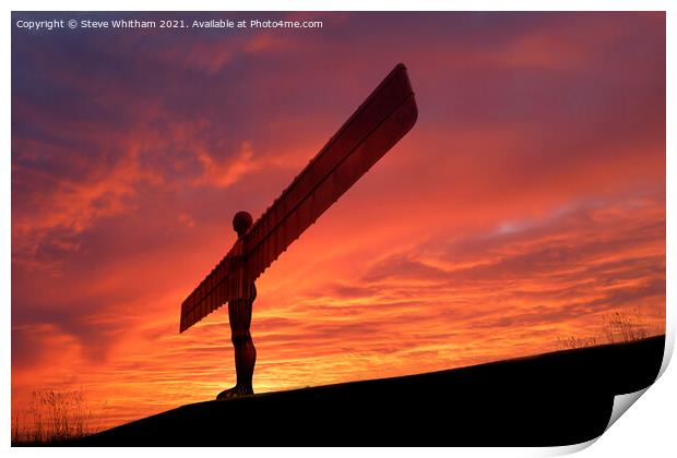 Angel of the North at Sunset Print by Steve Whitham
