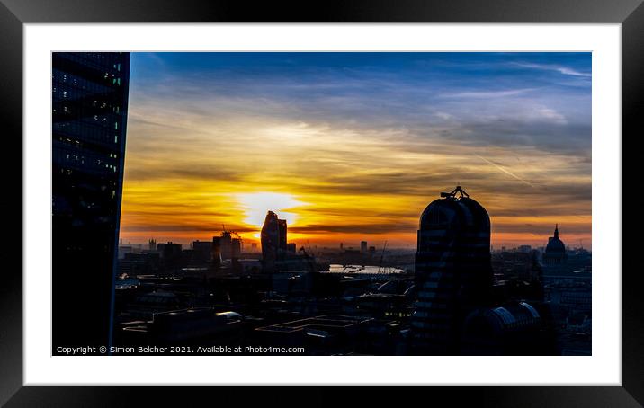 City Sunset Framed Mounted Print by Simon Belcher