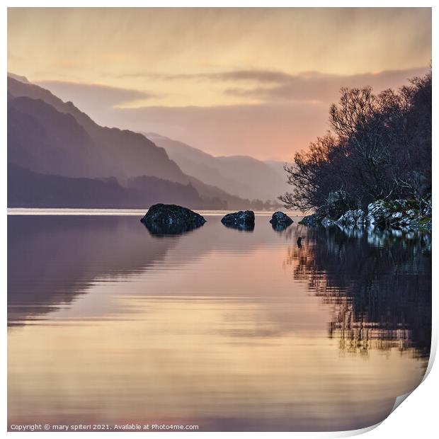 Loch Maree at Sunrise Print by mary spiteri