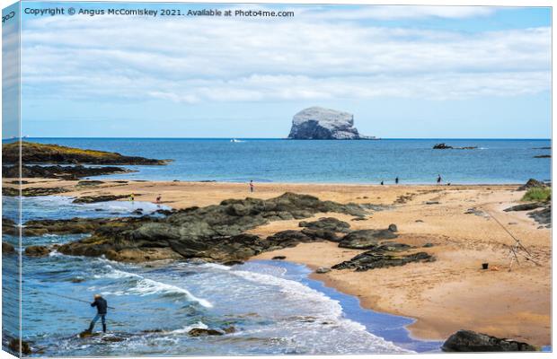 Fisherman and Bass Rock Canvas Print by Angus McComiskey